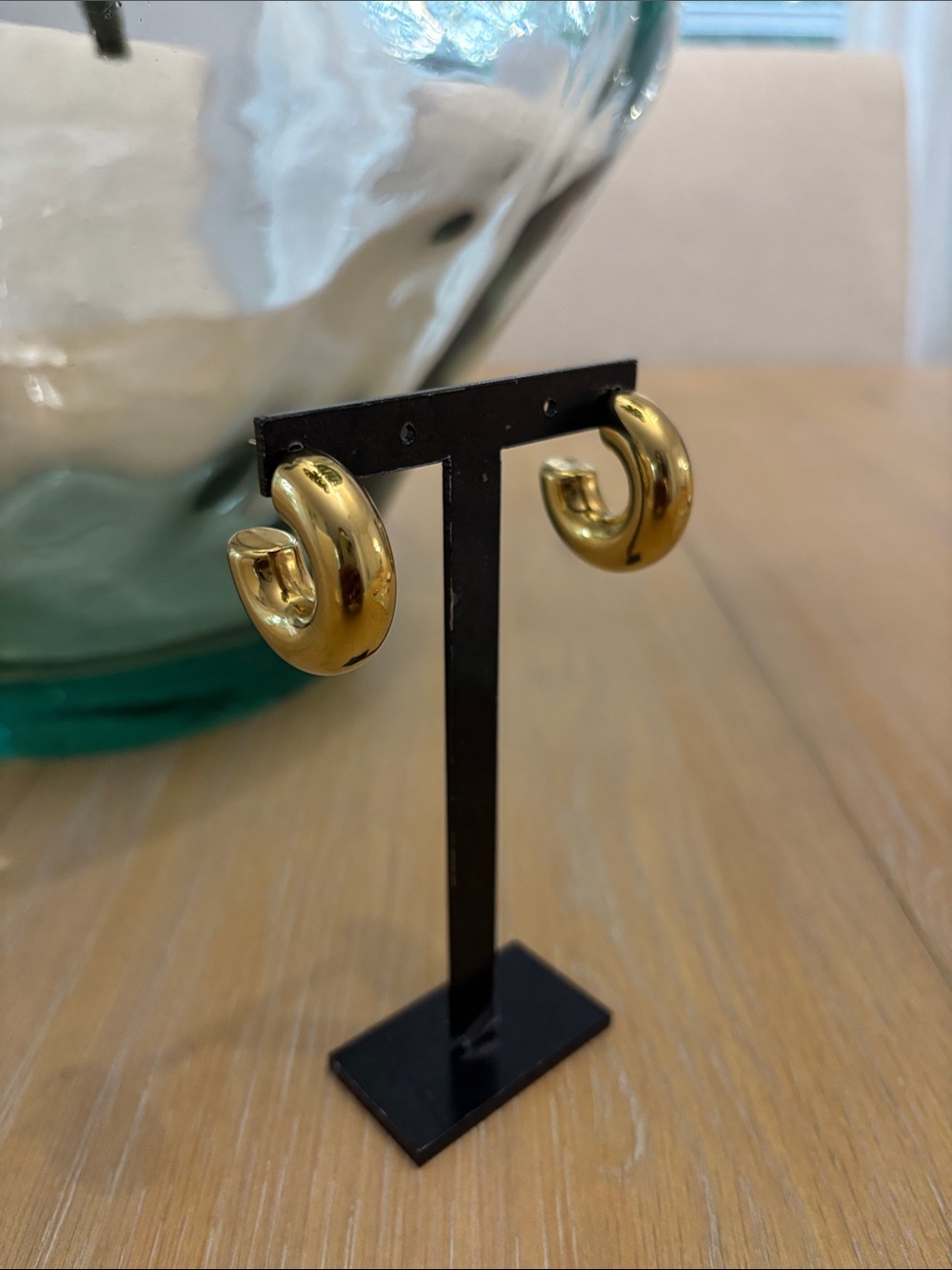 Polished Gold Chunky Huggie Hoop Earrings